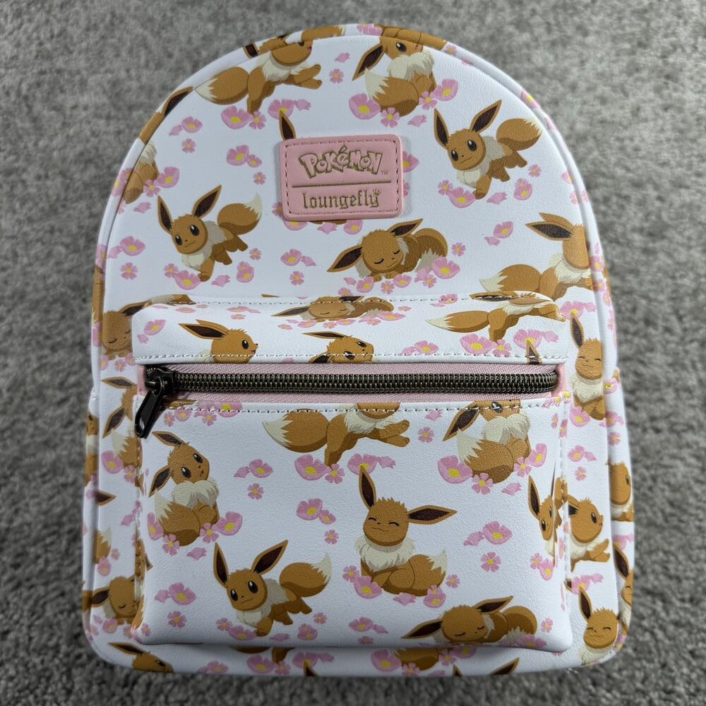 Loungefly Pokemon-Eevee-White/Pink Sakura Cherry Blossoms/Flowers-Mini Backpack
